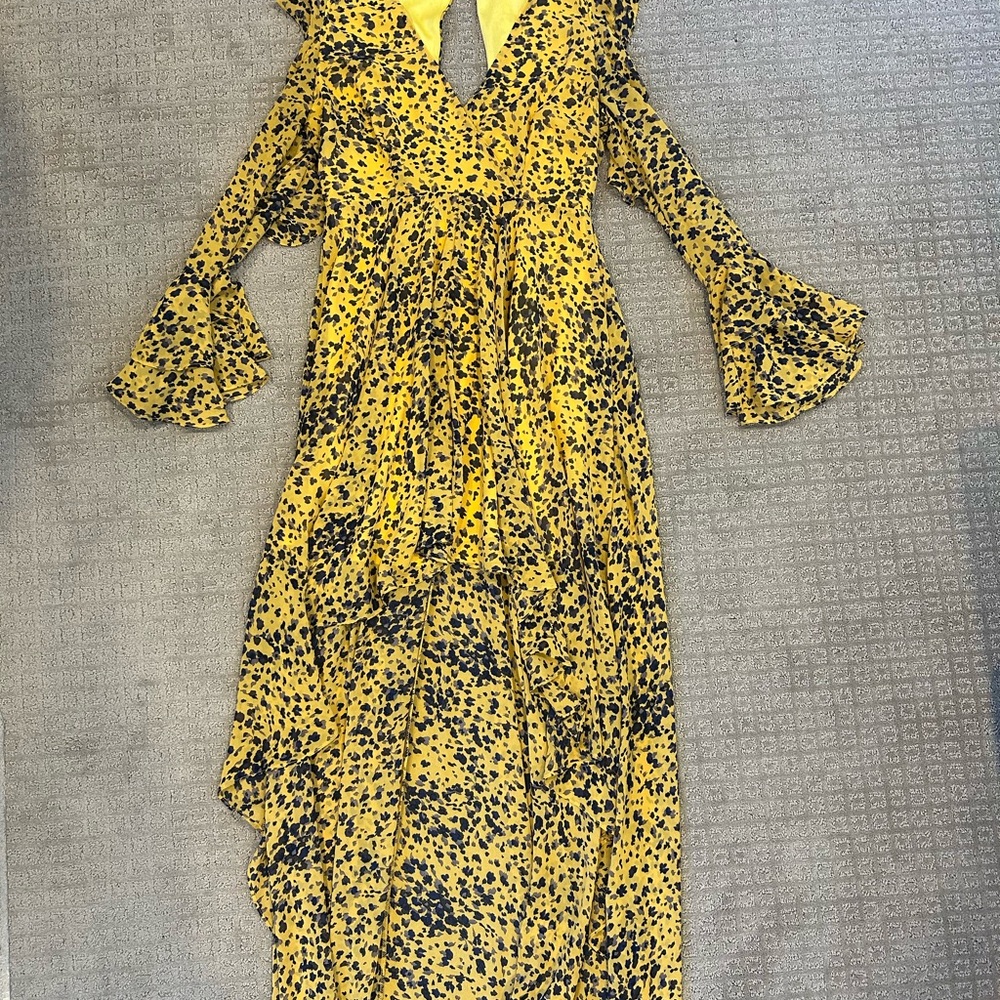Nasty Gal Yellow and Black Asymmetrical Dress